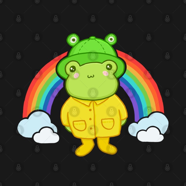 Cute Frog with Hat Rainbow Kawaii Aesthetic Cottagecore Frog. Funny Froge in froggie bucket hat. Bright rainbow colors by Ministry Of Frogs