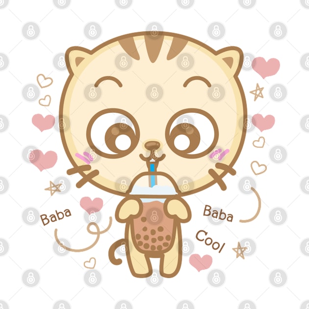 Cute Cat Drinking Bubble Tea | Kawaii Boba Tea by KarolinaPaz