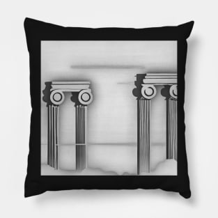 Black and white  Monumental Classical columns Pillow