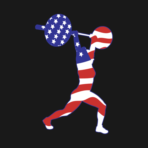 Weightlifting Clean and Jerk USA FLAG by SusanaDesigns