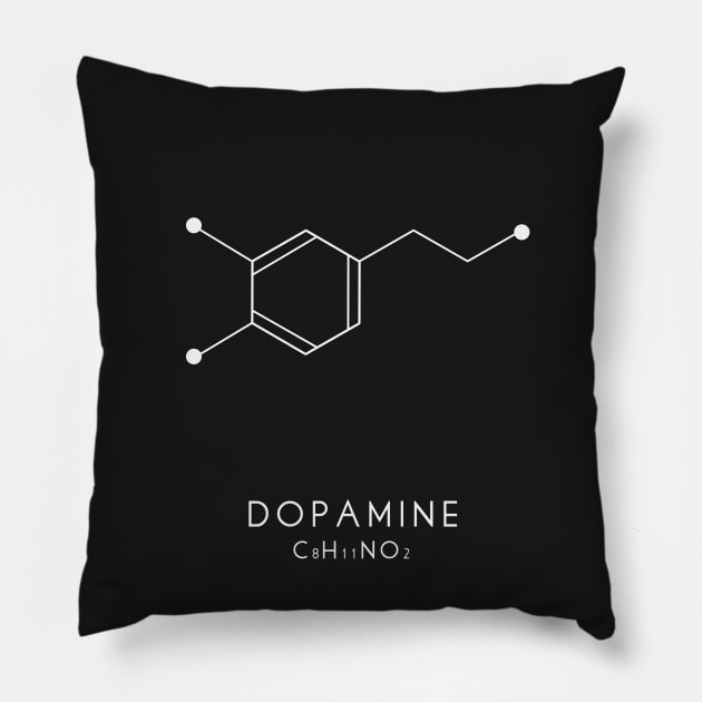 Dopamine Molecular Structure - Black Pillow by typelab