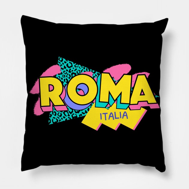 Rome, Italy Retro 90s Logo Pillow by SLAG_Creative