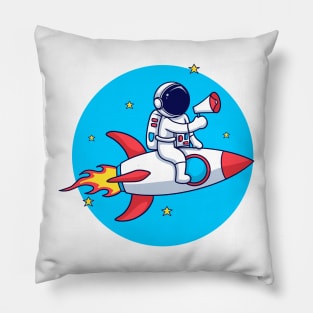 Cute Astronaut Riding Rocket With Speaker Pillow