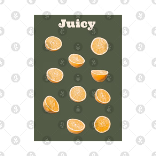 Juicy orange fruit pattern for fresh summer vibes - modern figurative art - green background by punderful_day