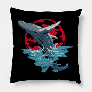 Whale Art - Humpback Whale Breaching Anime Style Pillow