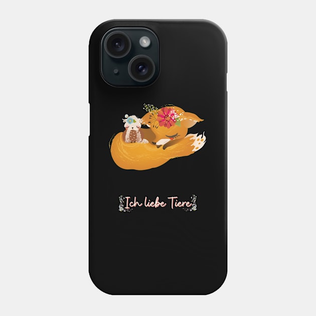 Fuchs Eule Liebe Tiere Prinzessin Blumen Süß Phone Case by Maggini Art