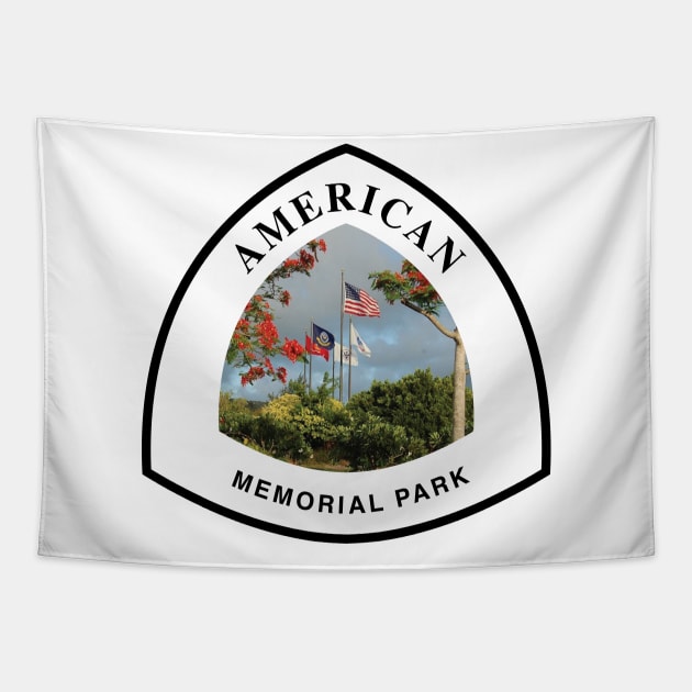 American Memorial Park trail marker Tapestry by nylebuss