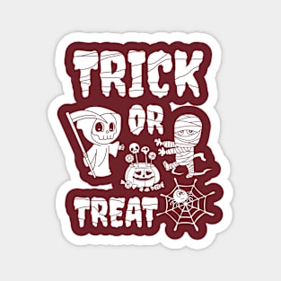 Trick or treat, cute grim reaper, cute mummy, Halloween Magnet