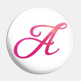 Letter A Monogram, Pink Color Personalized Design Pin