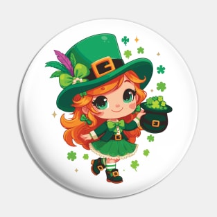 Cute St Patrick's Day Girl Pin