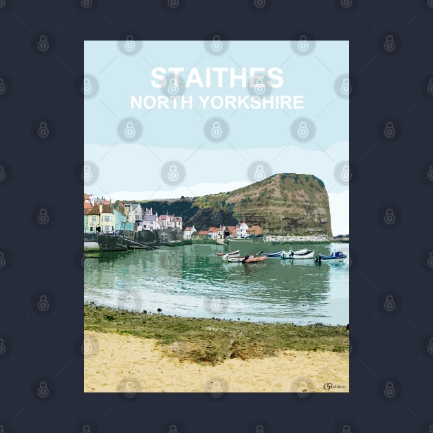 Staithes North Yorkshire. Travel poster by BarbaraGlebska