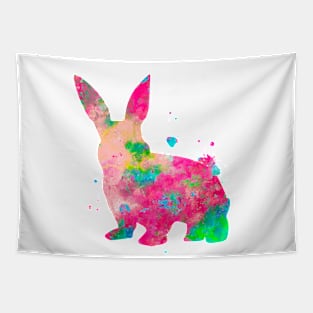 Colorful Pink Bunny Watercolor Painting 3 Tapestry