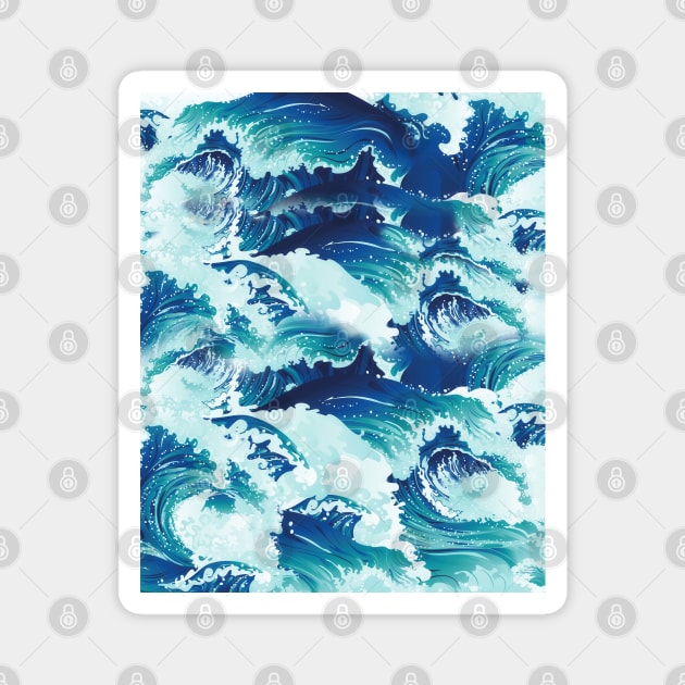 Rushing sea waves Magnet by AnnArtshock