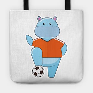 Hippo as Soccer player with Soccer ball Tote