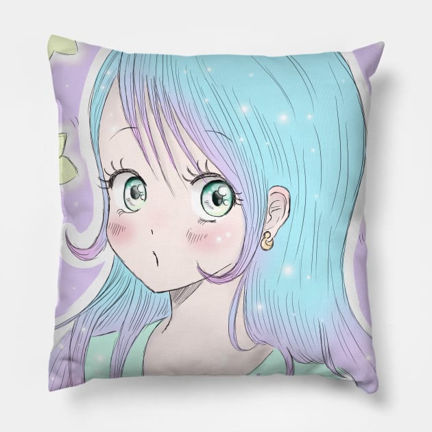 Stars cute girl Pillow by piumeli