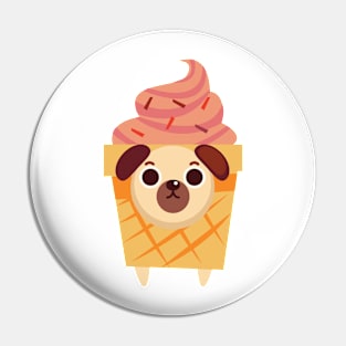 Pug Dog and Ice Cream Cone Pin