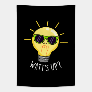 Watts Up Cute Electricity Light Bulb Pun Tapestry