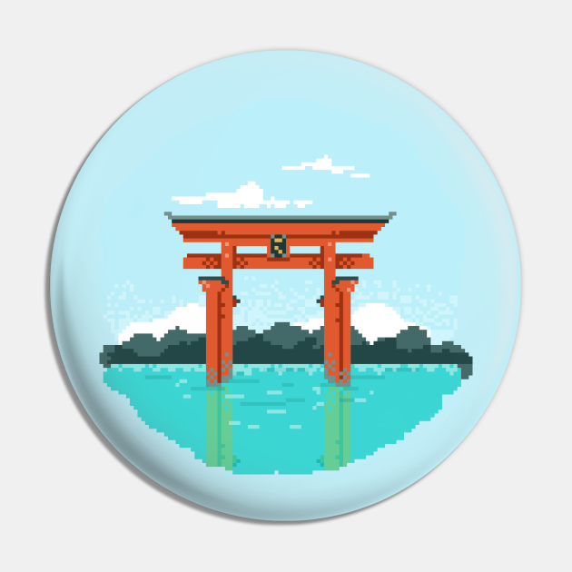 Torii Gate Pixel Art Torii Gate Pin TeePublic