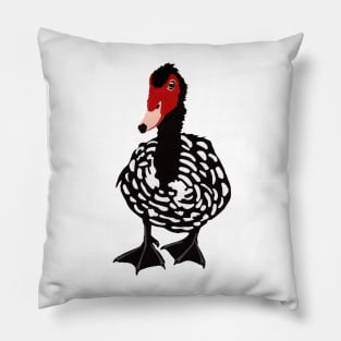 MUSCOVY DUCK - Adorable Bird Hand Cut from Paper - Original Art Pillow