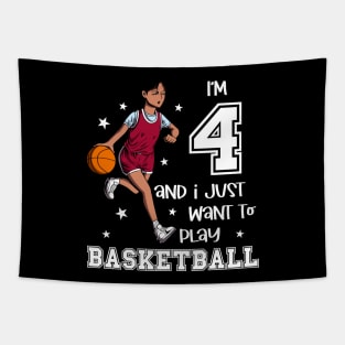 Girl plays basketball - I am 4 Tapestry