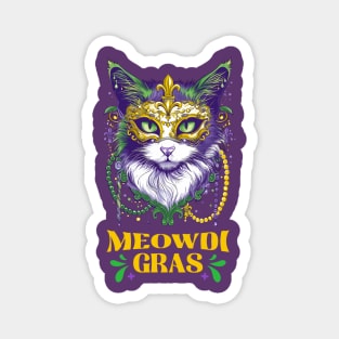 Meowdi Gras Cat Lover Magnet