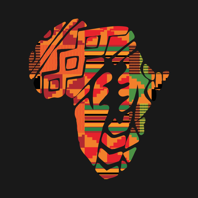 Africa Map, Kente Pattern, Gye Nyame Symbol by dukito