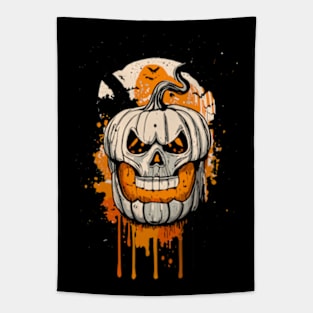 Skull-Grin Jack-o'-Lantern: A Spooky Minimalistic Vision Tapestry