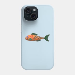 Fish design, An orange, cute, pretty, beautiful, tropical fish drawing. Phone Case