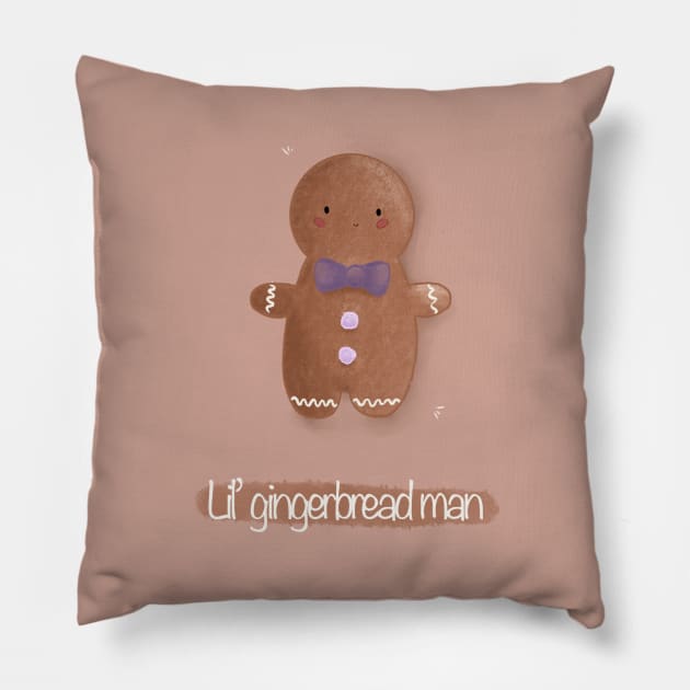 Lil gingerbread man Pillow by Mydrawingsz