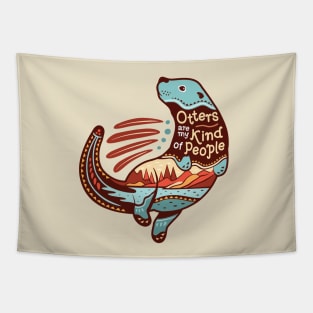 Otters are my Kind of People - Tribal Landscape Scene Tapestry