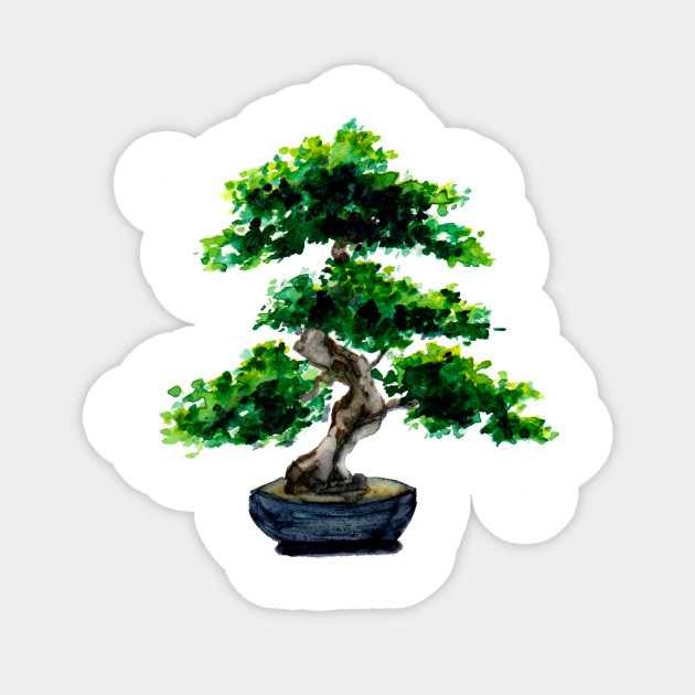 Japanese Watercolor Bonsai Tree Bonsai Tree Sticker Teepublic