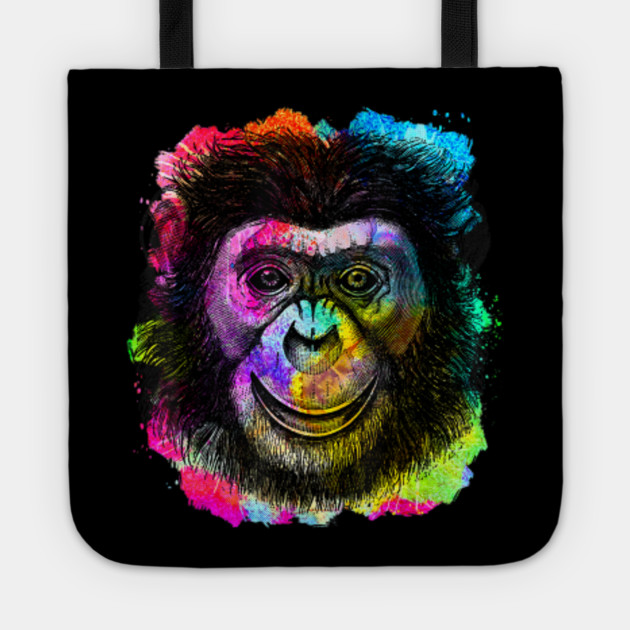 Funny Monkey Face On Colorful Painting Art Gift Chimpanzee