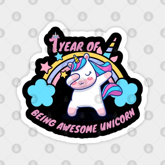 1 year of being awesome unicorn Magnet by Artist usha