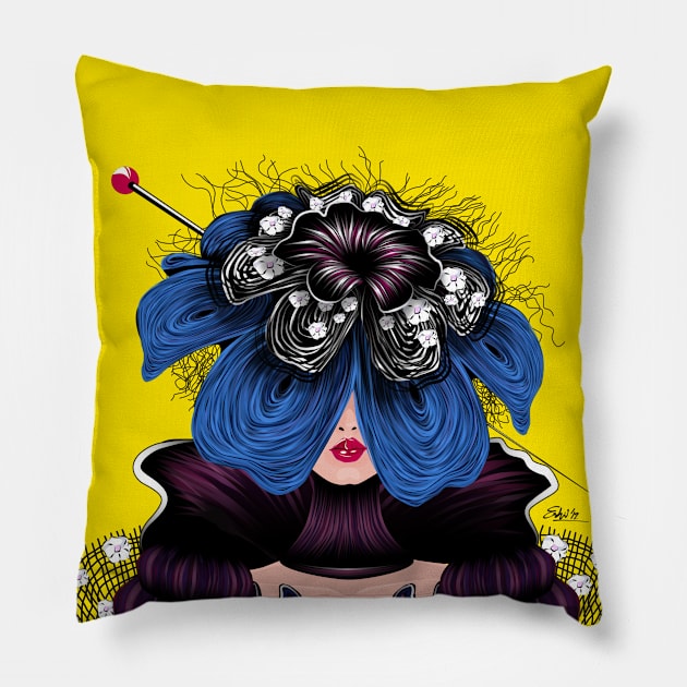 Aria Pompadour - Yellow Pillow by EshiPaints