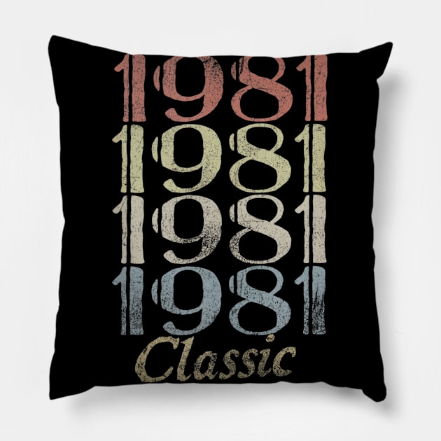 39th Birthday Gift 39 Years Old Retro Vintage 1981 Classic Pillow by bummersempre66