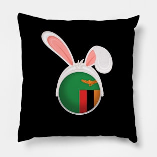 happy easter Zambia bunny ears flag cute designs Pillow