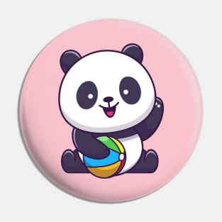 Cute Panda Playing Ball Cartoon Pin