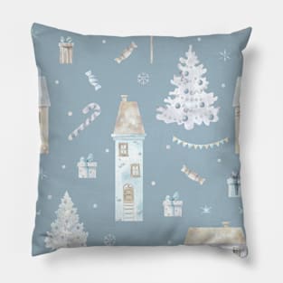 Trendy Pastel Xmas Pattern Winter Snow Christmas Pillow