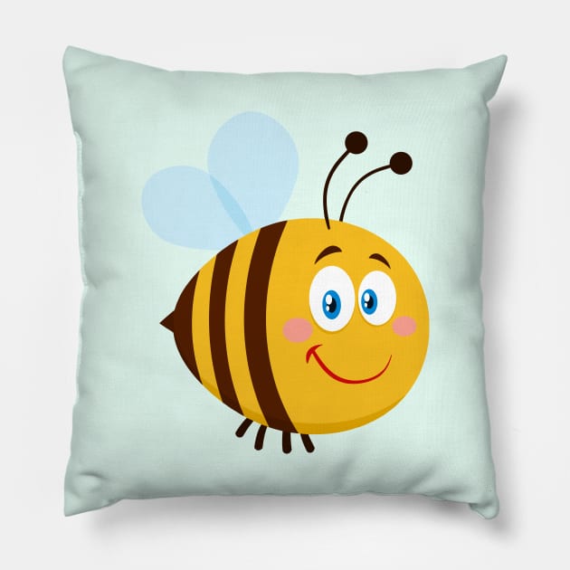 Cute Bee Cartoon Character Pillow by HitToon