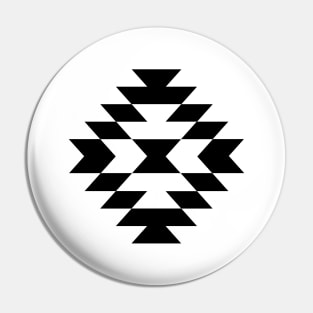 Aztec Stylized Symbol Black and White Pin