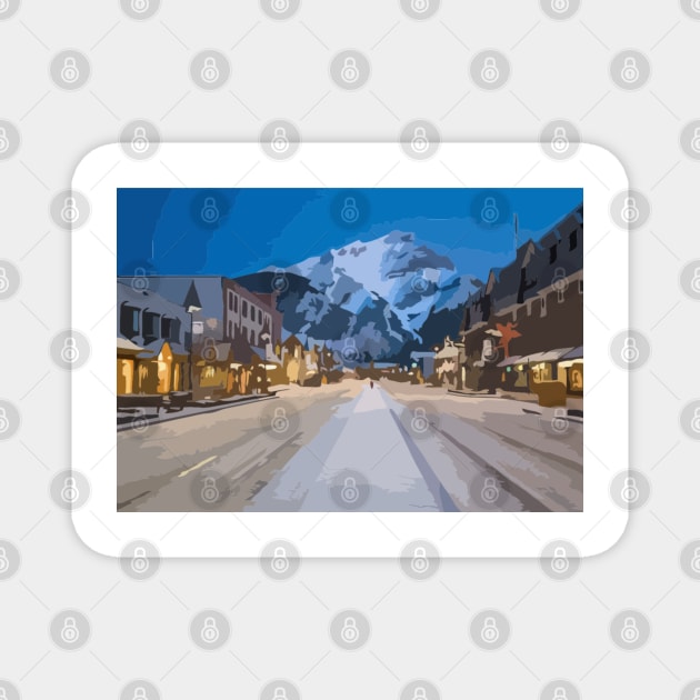 Banff Night Scene Painting Magnet by gktb