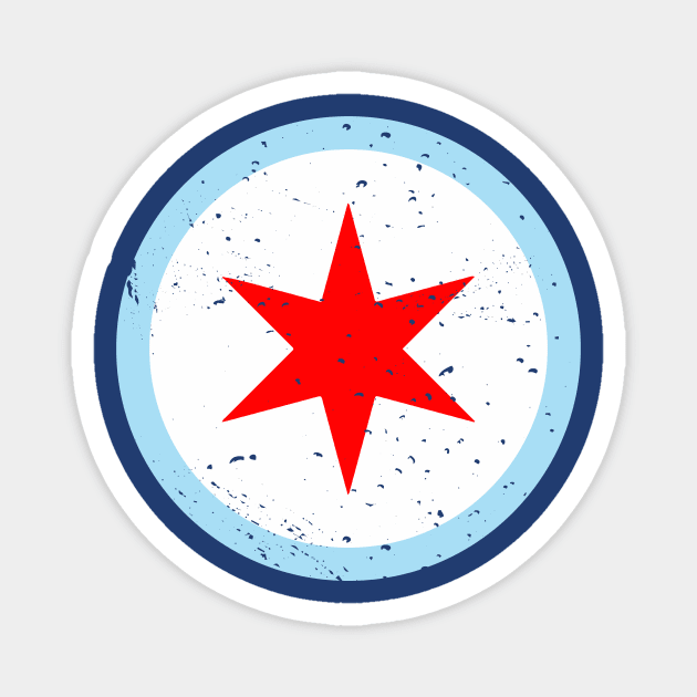 Retro Chicago Illinois City Flag // Vintage Chicago Grunge Emblem Magnet by Now Boarding