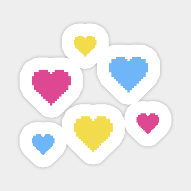 Pan Pride Hearts Pixel Art Magnet by christinegames