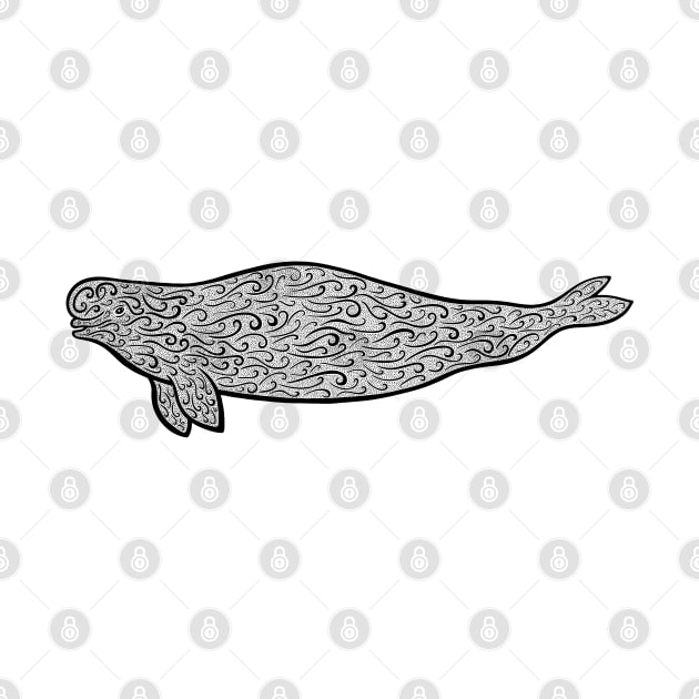 Beluga Whale Ink Art - cool animal design - white by Green Paladin