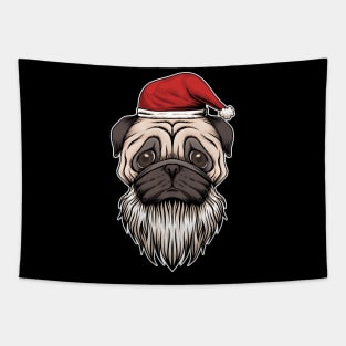 Cool Pug Santa Claus Tapestry