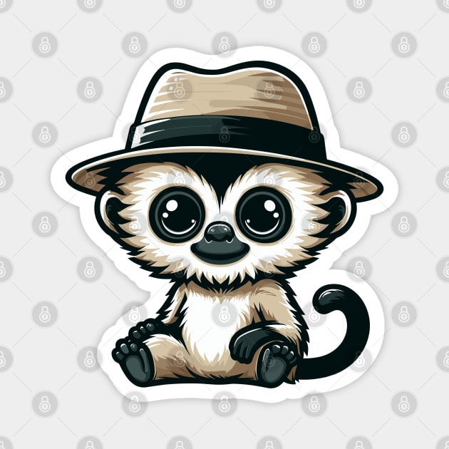 Stylish Gibbon with Hat Magnet by CreativeArtss