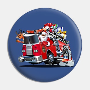 Cartoon Christmas firetruck Pin