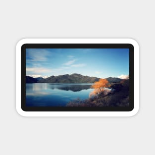 New Zealand mountains reflected in a lake. Magnet