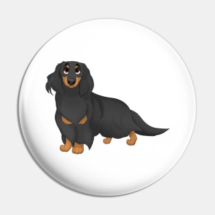 Black & Tan Longhaired Dachshund Dog Pin