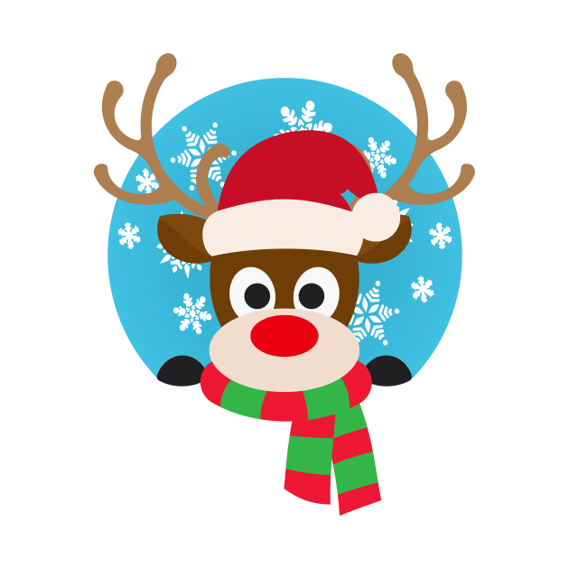 Cute Rudolph Red-Nosed Reindeer Christmas Design by Jasmine Anderson